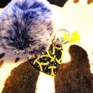 Yellowstone Heart Pom Pom Tassel Keychain